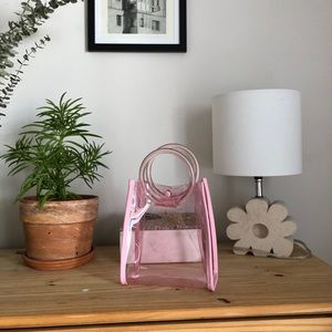 pink see through plastic bag